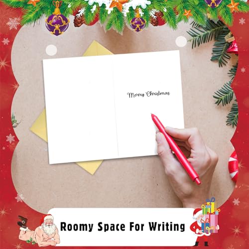 Funny Christmas Card for Wife Girlfriend - Santa Naughty Humor 5.5x8" with Envelope - Santa Claus Variant