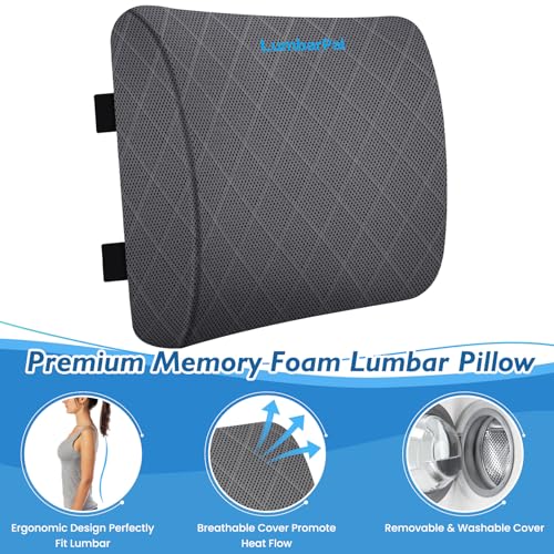 Memory Foam Lumbar Support Pillow for Office & Gaming Chairs