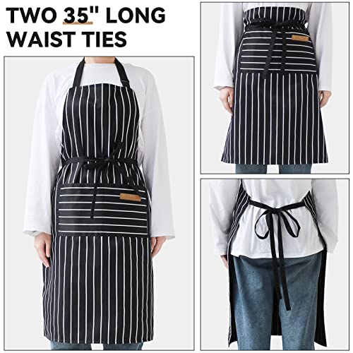 2 Pack Adjustable Bib Cooking Aprons with Pockets for Men and Women