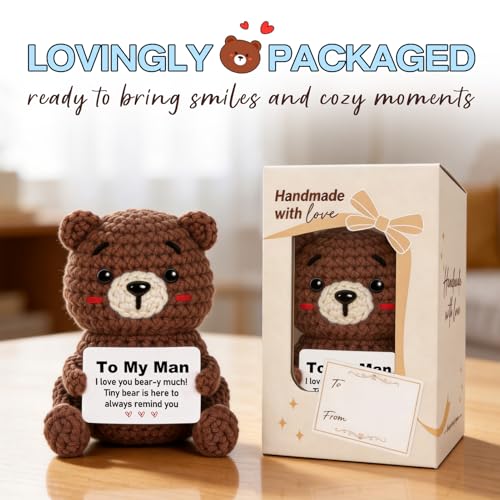Handmade Crochet Pocket Bear Gift for Boyfriend Husband