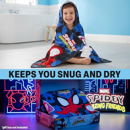 Get Trend Marvel Spidey Hooded Bath Towel for Boys 49.2x29.5in - Superhero Kids Beach & Pool Poncho