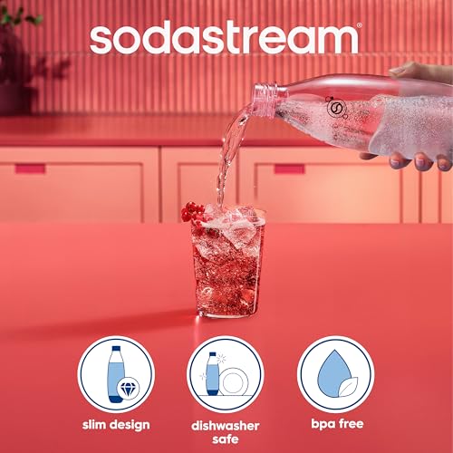 1L Slim Carbonating Bottles, 2-Pack - Dishwasher Safe White