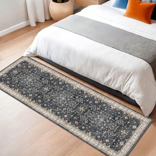 Hazo Haus Black Boho 2x6 Runner Rug Washable Non-Slip Floor Carpet