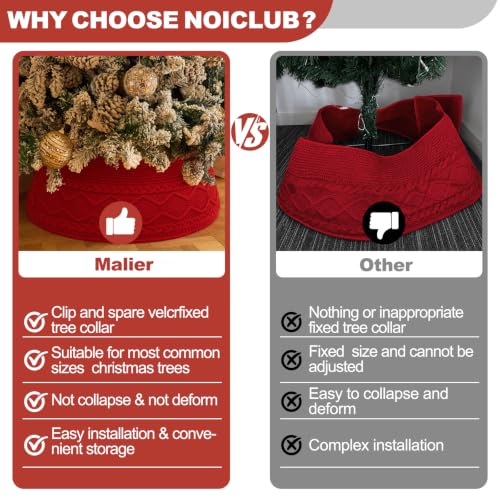 Noiclub Red Cable Knit Christmas Tree Collar, Fits 23-30 Inches