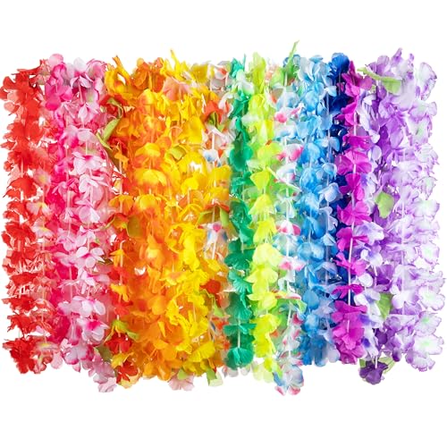 JOYIN 36-Count Hawaiian Leis Bulk - Tropical Silk Flower Party Favors