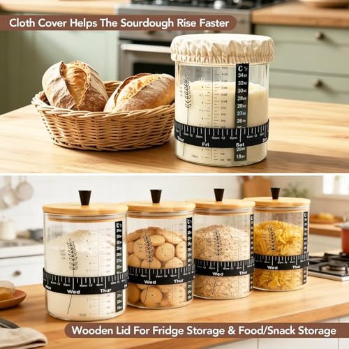 50oz Sourdough Starter Jar Kit Wide Mouth Glass Containers 2 Pack