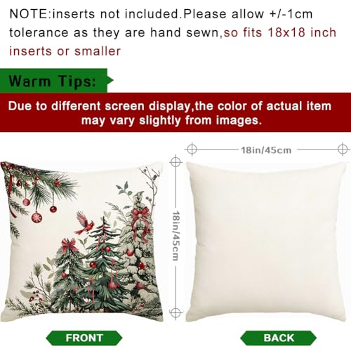 RABUSOFA Waterproof Christmas Pillow Covers 18x18 Inches Set of 4 Gray Outdoor Tree Decor