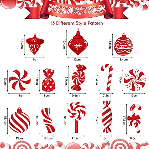 Funrous 56 Pcs Christmas Peppermint Candy Hanging Decorations Red & White Holiday Party Streamers
