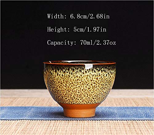 6pc Ceramic Kung Fu Tea Set with 6 Colors - Japanese Sake and Tea Cups, 2.1oz Capacity