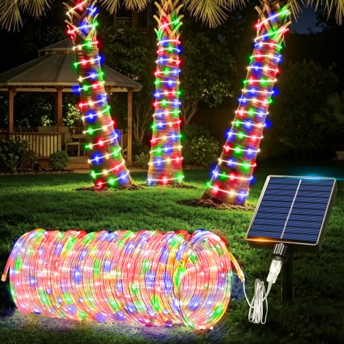 33ft Solar Rope Lights, 100 LED Waterproof Outdoor String Lights