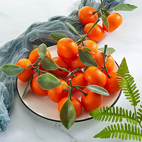 Artificial Mini Orange Cluster Decor - 15 Realistic Faux Fruits