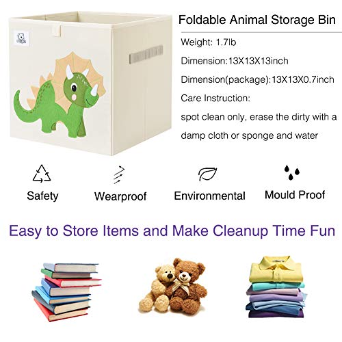 13-Inch Animal Cube Storage Bin - Foldable Fabric Toy Organizer Basket