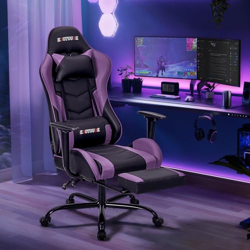 Ergonomic Massage Gaming Chair with Footrest and Lumbar Support