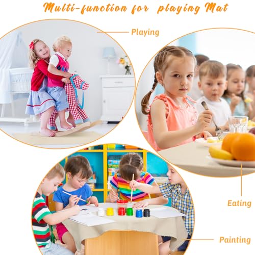 6-Piece Montessori Cotton Working Mats for Classroom and Playroom - Beige
