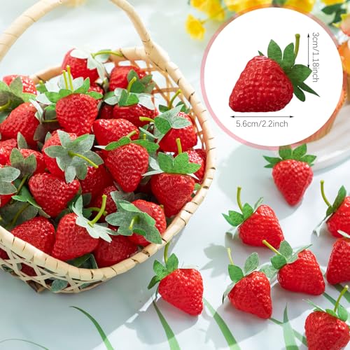 150 Pcs Realistic Artificial Strawberries - Faux Plastic Decor for Events & Home