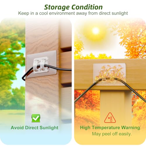 50-Pack Adhesive Outdoor String Light Hooks, Waterproof No-Drill Clips
