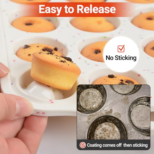 24-Cup Silicone Mini Cupcake & Muffin Pan with Metal Reinforced Frame