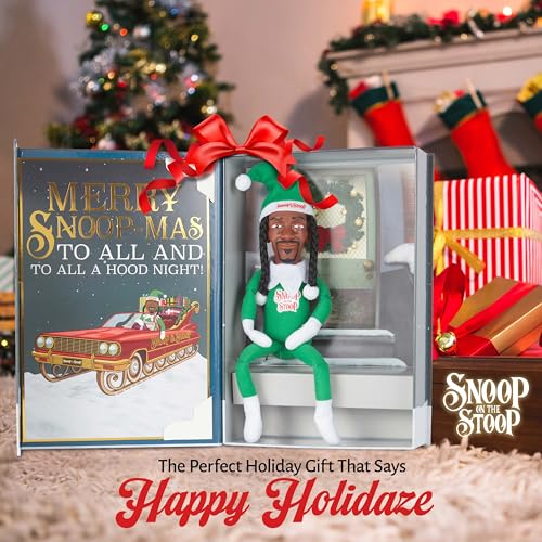 Snoop on the Stoop 12-Inch Christmas Elf Plush Figurine - Holiday Decor