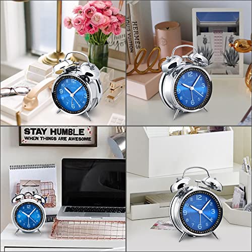 Loud Twin Bell Metal Alarm Clock for Heavy Sleepers, Non-Ticking 4.5 Inch