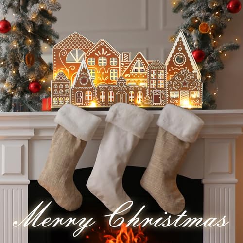 Light-Up Wooden Gingerbread House Tabletop Christmas Village Decoration