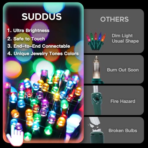 Suddus 500 LED Multicolor Christmas String Lights with Remote - 8 Modes, Indoor & Outdoor