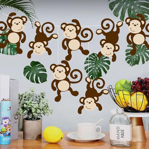 24 Pcs Monkey Hanging Cutouts for Jungle Safari Themed Birthday Parties