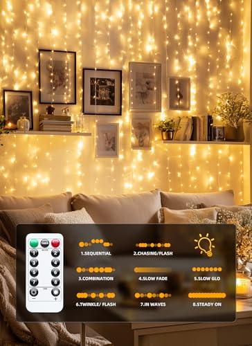 Brightown 300 LED Fairy Curtain Lights 9.8x9.8ft USB String Lights