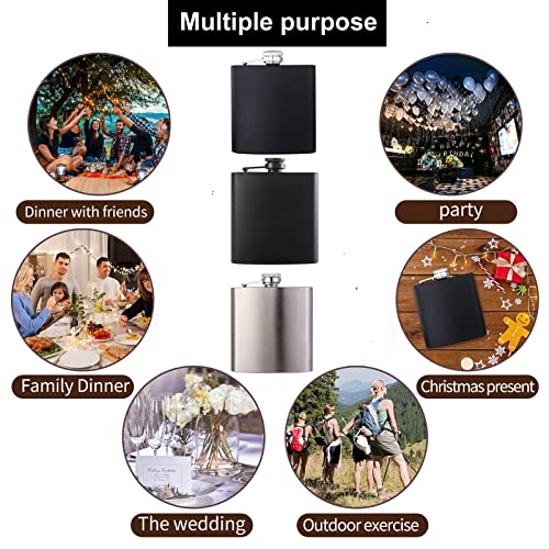 10 pcs Stainless Steel Liquor Hip Flasks with Funnels Gift Set - 6oz Leakproof for Camping, Weddings, Parties