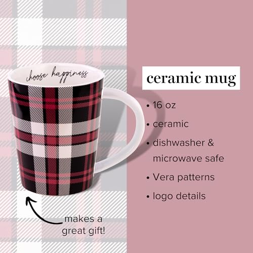 Vera Bradley 16 oz Fireplace Plaid Ceramic Coffee Mug, Dishwasher Safe