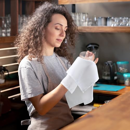 White Cloth Napkins 17x17 Inch (24 Pack) - Reusable Polyester Dinner Napkins