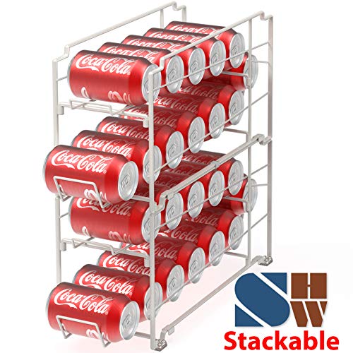 Simple Houseware Stackable Beverage Soda Can Dispenser Organizer Rack, White - 2 Pack