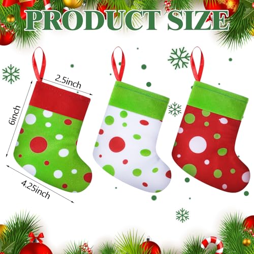Realspring 48 Pack Mini Christmas Stockings Bulk 6 Inch - Lime Green & Red Set