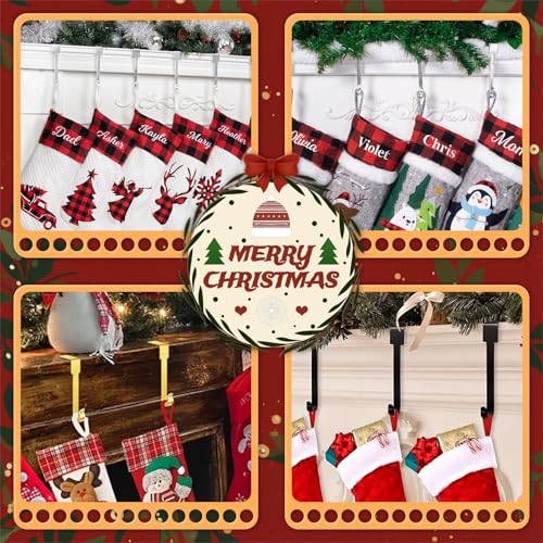 Non-Slip Christmas Stocking Holders for Fireplace Mantel - 6 Piece Set