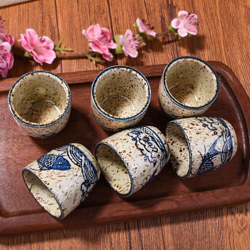 Swlthwen 6-Piece Porcelain Sake Cups Set YL - Japanese Wine & Whiskey Drinkware