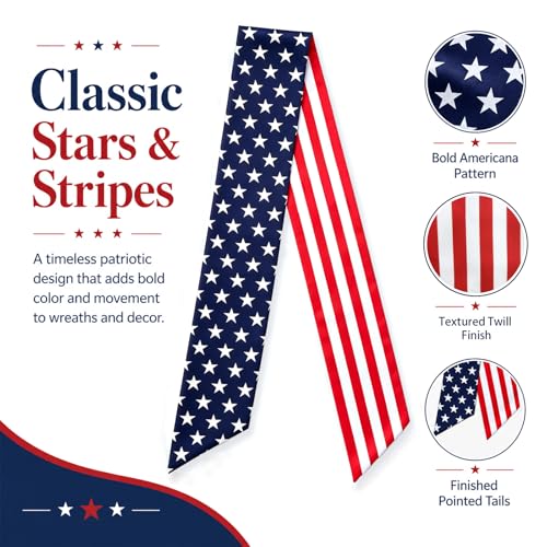 Patriotic Wreath Sash Stars and Stripes Front Door Decor