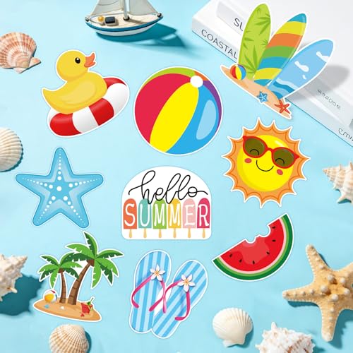54 Pcs Summer Beach Paper Cutouts for Bulletin Board Decorations