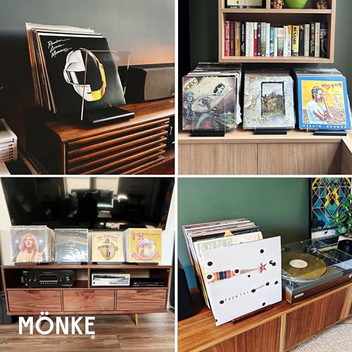 Mid-Century Vinyl Record Storage Holder - Holds 60-70 LP Albums, Brown