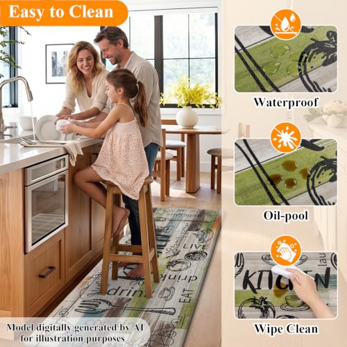 Anti-Fatigue Kitchen Rug Set of 2, Cushioned Waterproof Floor Mats