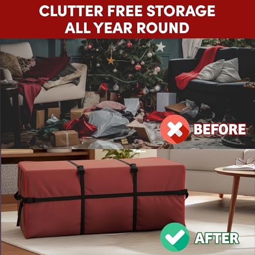 Elf Stor 59in x 24in x 24in Christmas Tree Storage Bag, Red Canvas