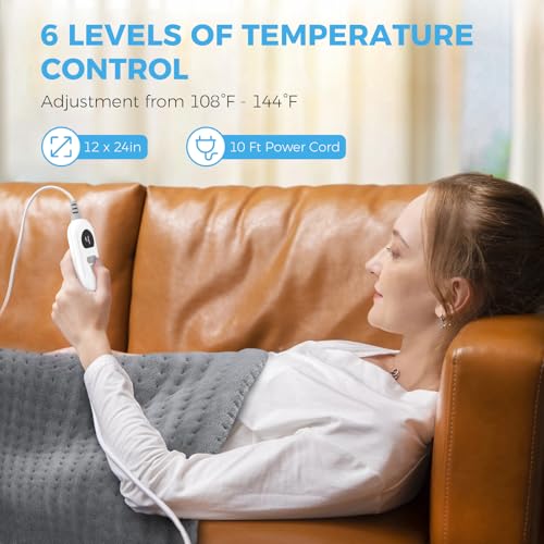 Electric Heating Pad 12x24 Inches for Back, Neck and Shoulder Pain Relief