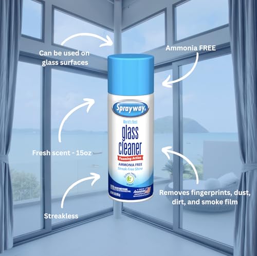 Foaming Glass Cleaner Aerosol Spray 15 oz (6-Pack) - Ammonia-Free, Streakless