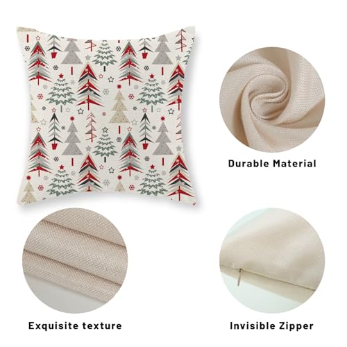 GOLIANDA Geometric Christmas Tree Pillow Covers Set of 2 24x24 Inches Linen Decor