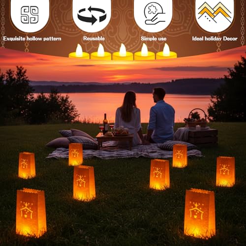 Nativity Christmas Luminary Bags with Flameless LED Candles - 50 Pack
