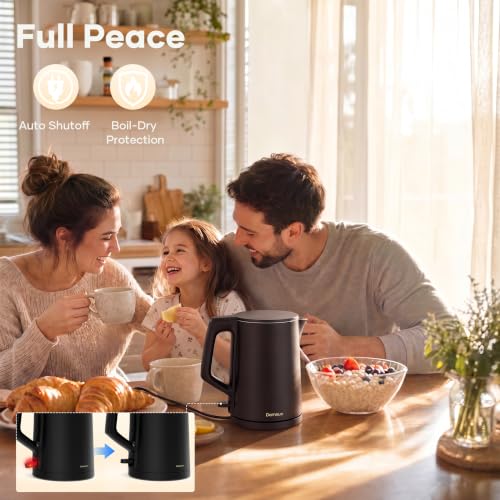 1.7L Stainless Steel Electric Kettle, Cool-Touch Rapid Boil Water Boiler