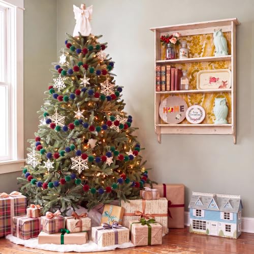 Irenare Christmas Felt Ball Pom Pom Garland 19.7ft Holiday Decor