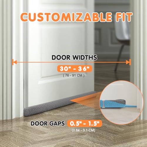 Velvet Under Door Draft Blocker - Double-Sided 30-36 Inch Door Seal