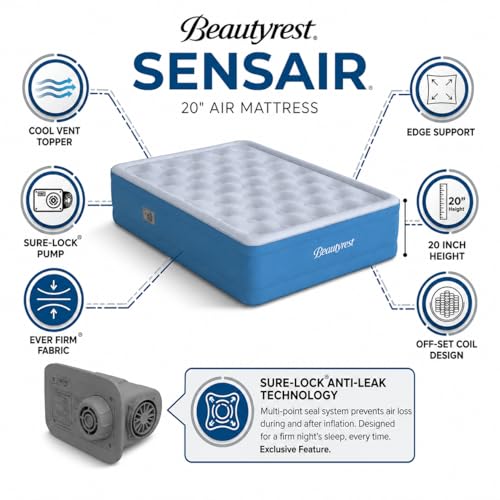 20-Inch Twin Air Mattress with Anti-Leak Pump & Cool Vent Topper