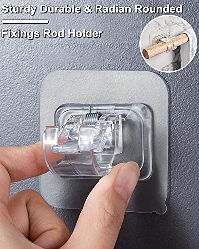 Self-Adhesive Curtain Rod Brackets - No Drilling 16 Pack for 2cm Rods