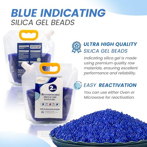 2 lbs Reusable Silica Gel Desiccant Beads Color Indicating