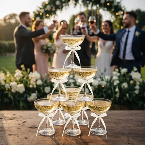 Riceshoot Ivory Mini Satin Bows for Wine Glasses - Pack of 50, 2.55 x 3.54 inches